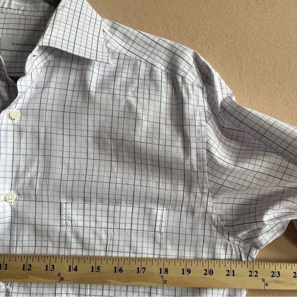 Ermenegildo Zegna Portifino Long Check Pattern Sleeve Shirt Size L - Picture 10 of 11